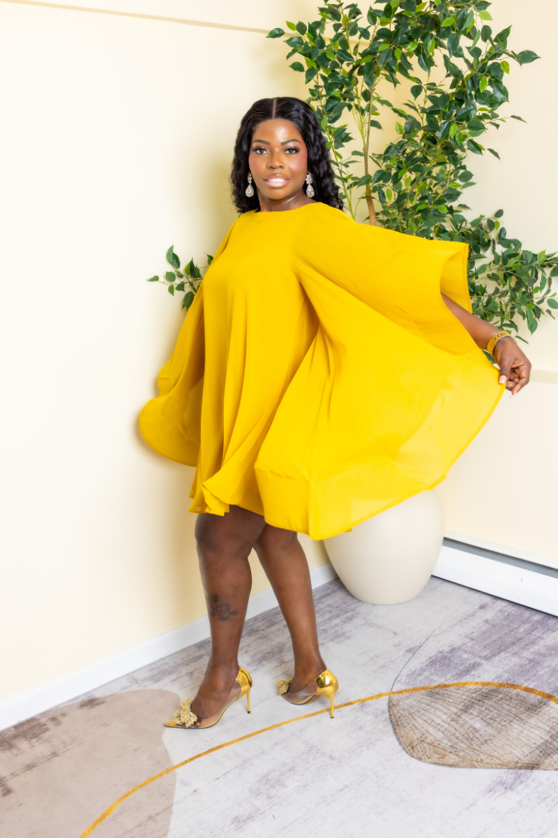 Golden Aura Cape Mini Dress