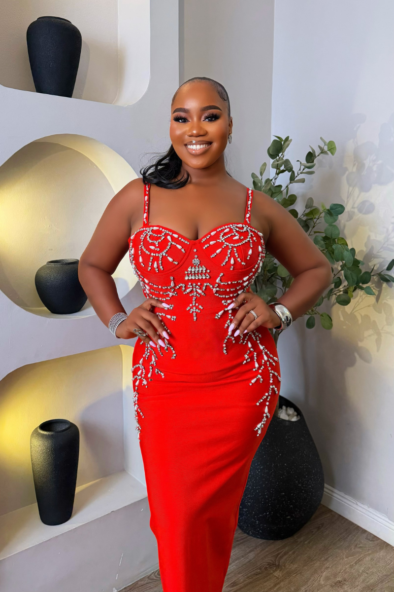 Velouré Scarlet Dress - STERA FASHION