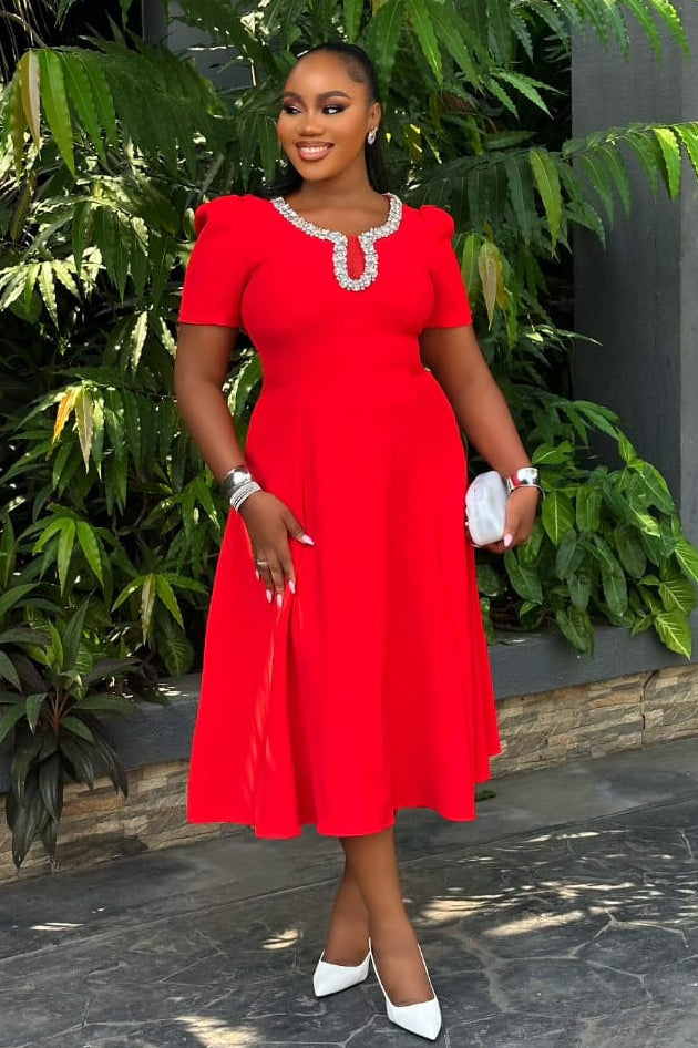 Scarlet Heirloom Red Dress - STERA FASHION