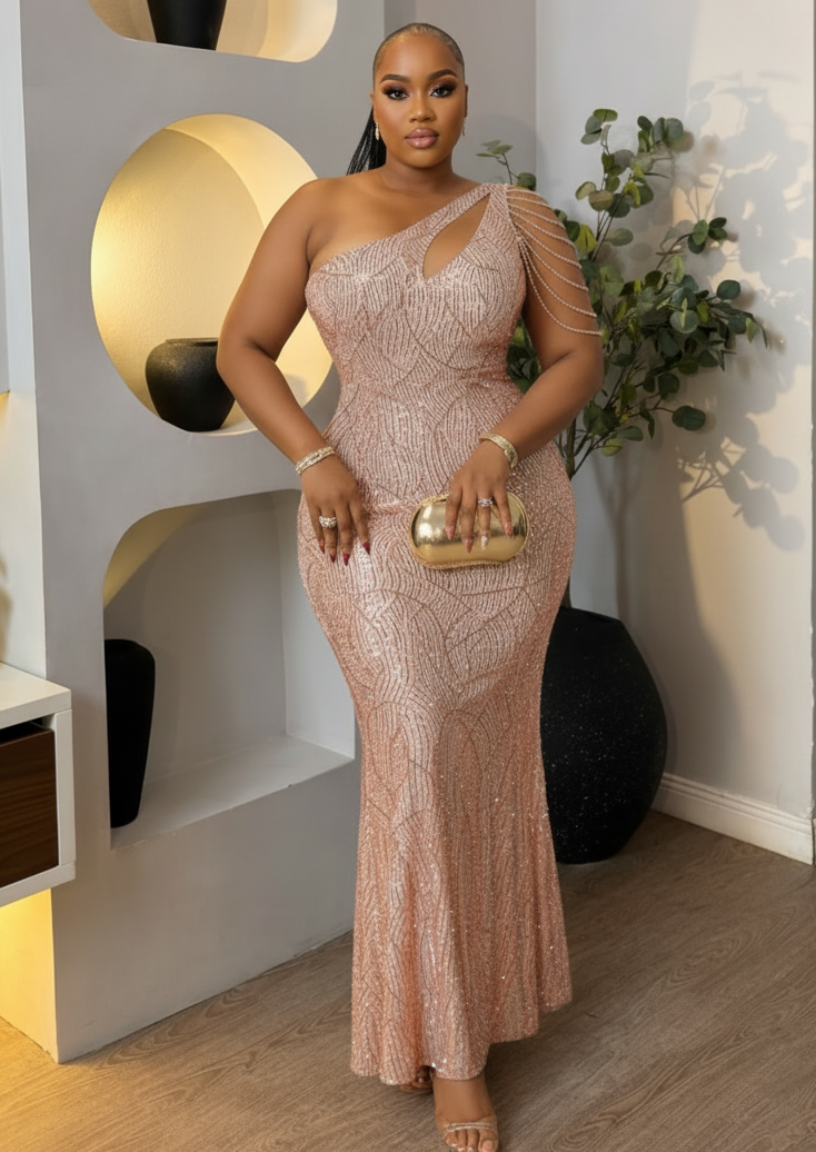 Elan Drape Dress by STERA FASHION, featuring a flowing fabric and elegant drape design, shown on a model.