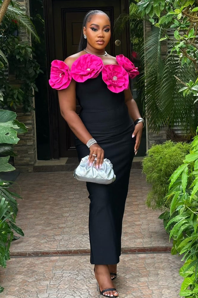 Floret Royale Dress (Pink) - STERA FASHION