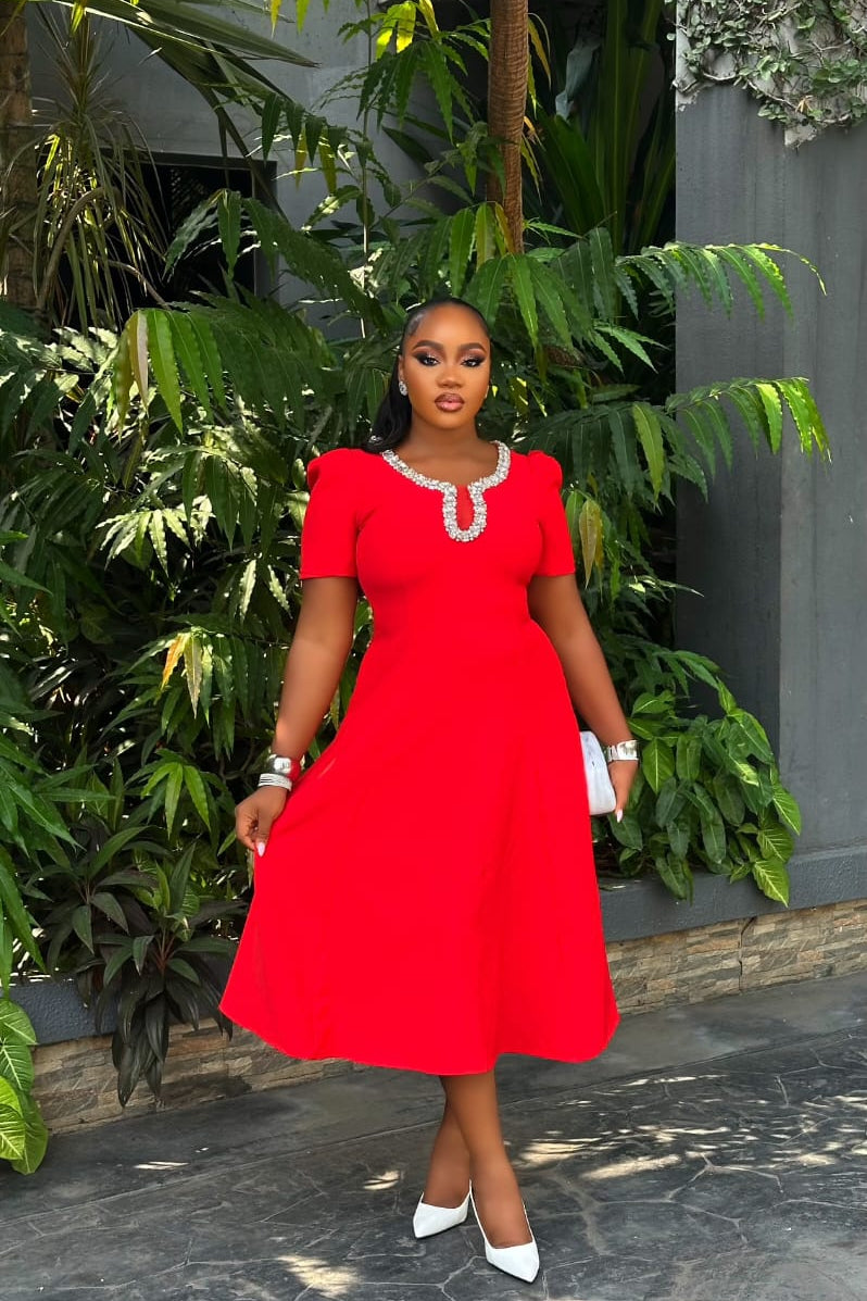 Scarlet Heirloom Red Dress - STERA FASHION