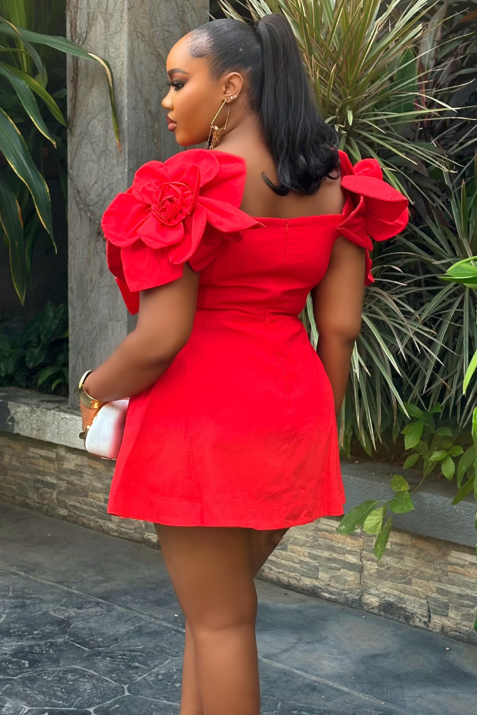 Rosette Statement Dress - STERA FASHION 