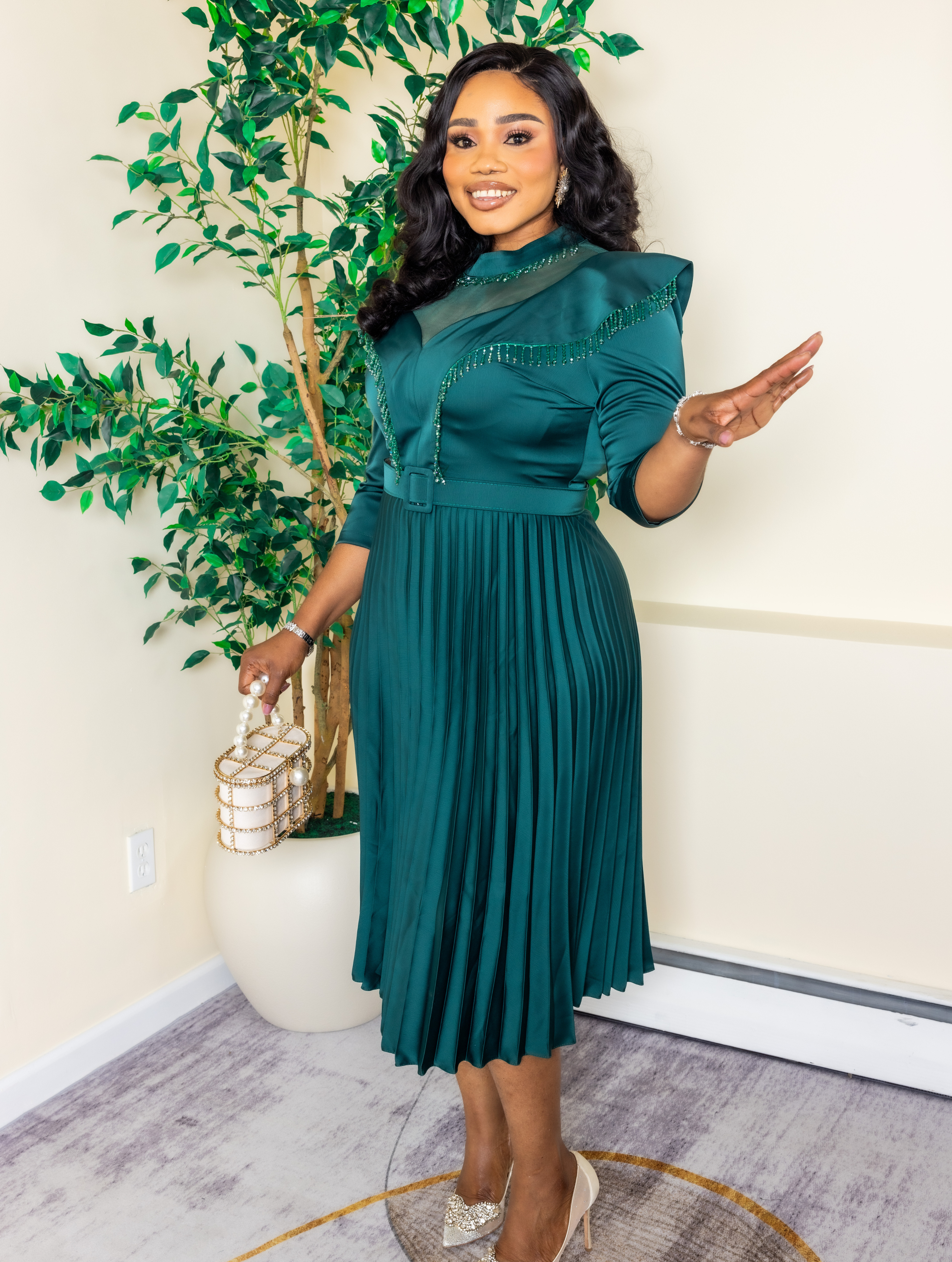 Bloom & Pleats Queen Dress