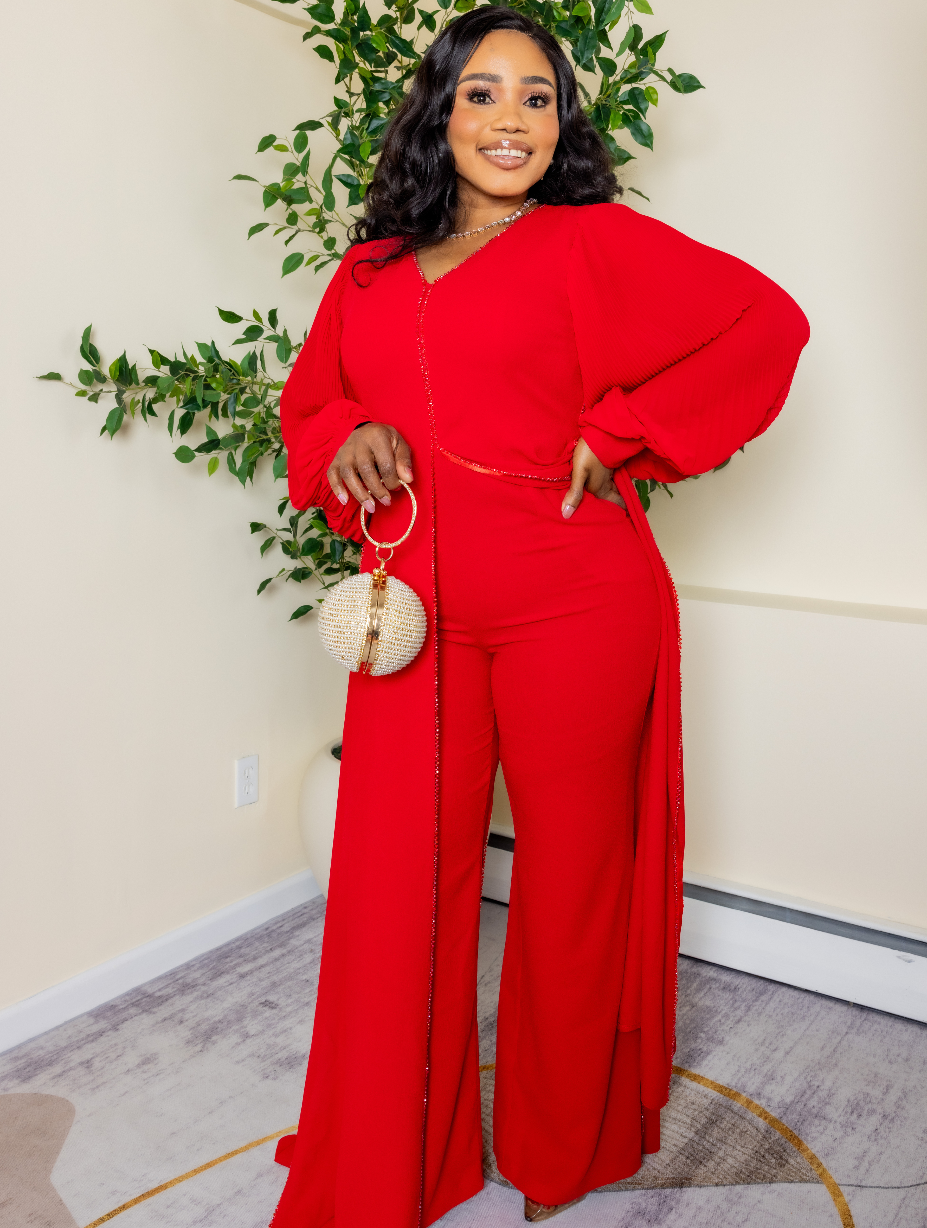 Crimson Allure – Embellished Jumpsuit