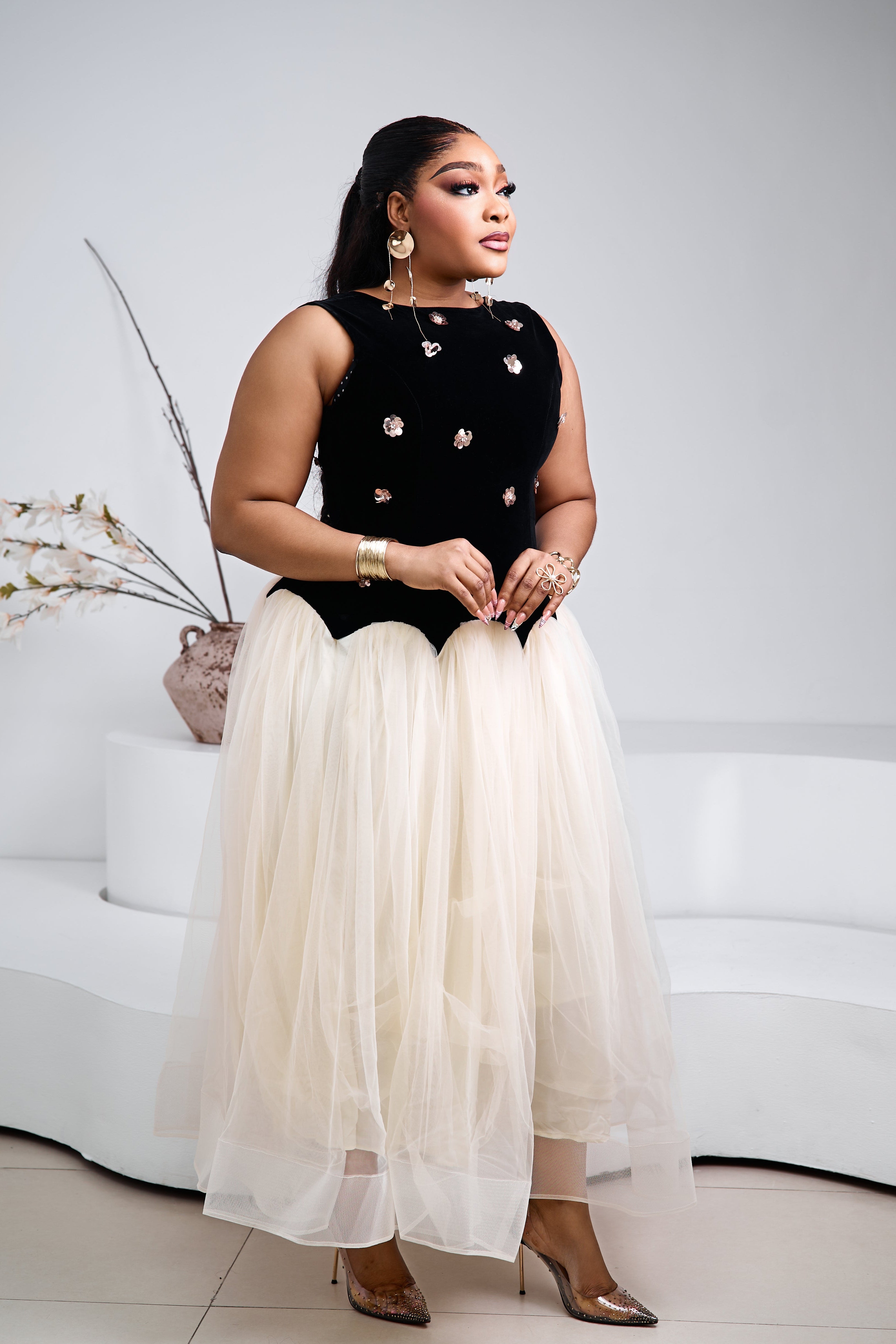 Belle Tulle Maxi Dress (Noir)