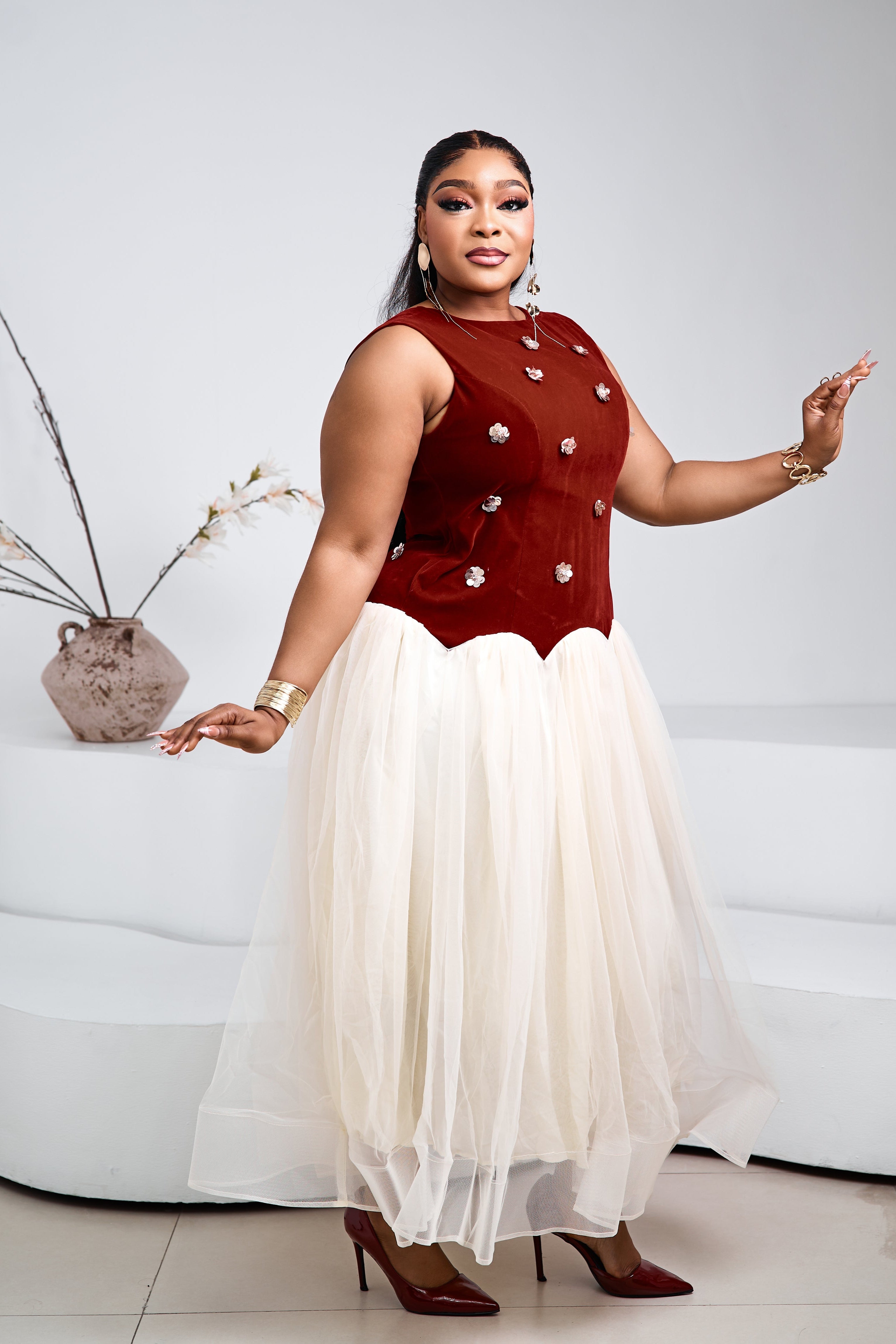 Belle Tulle Maxi Dress (Rouge)