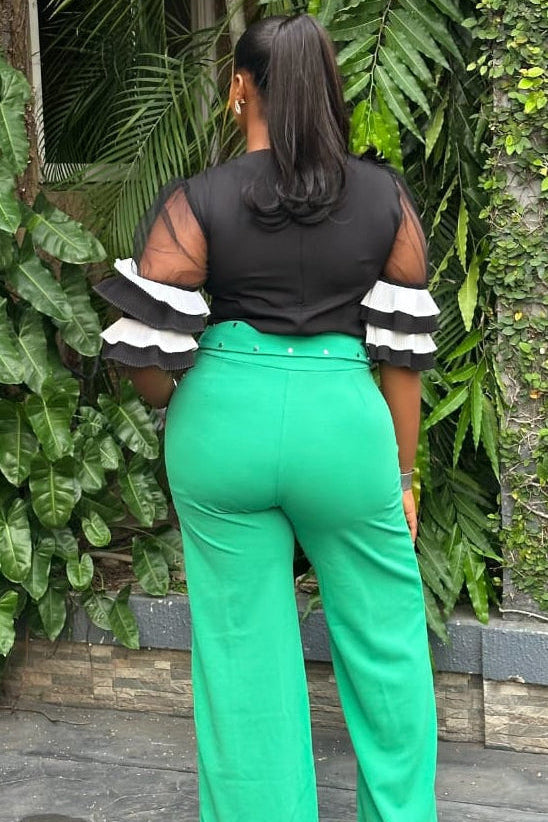 Emerald green STERA FASHION Poise pant with tailored fit and sleek design, suitable for stylish casual or office wear.