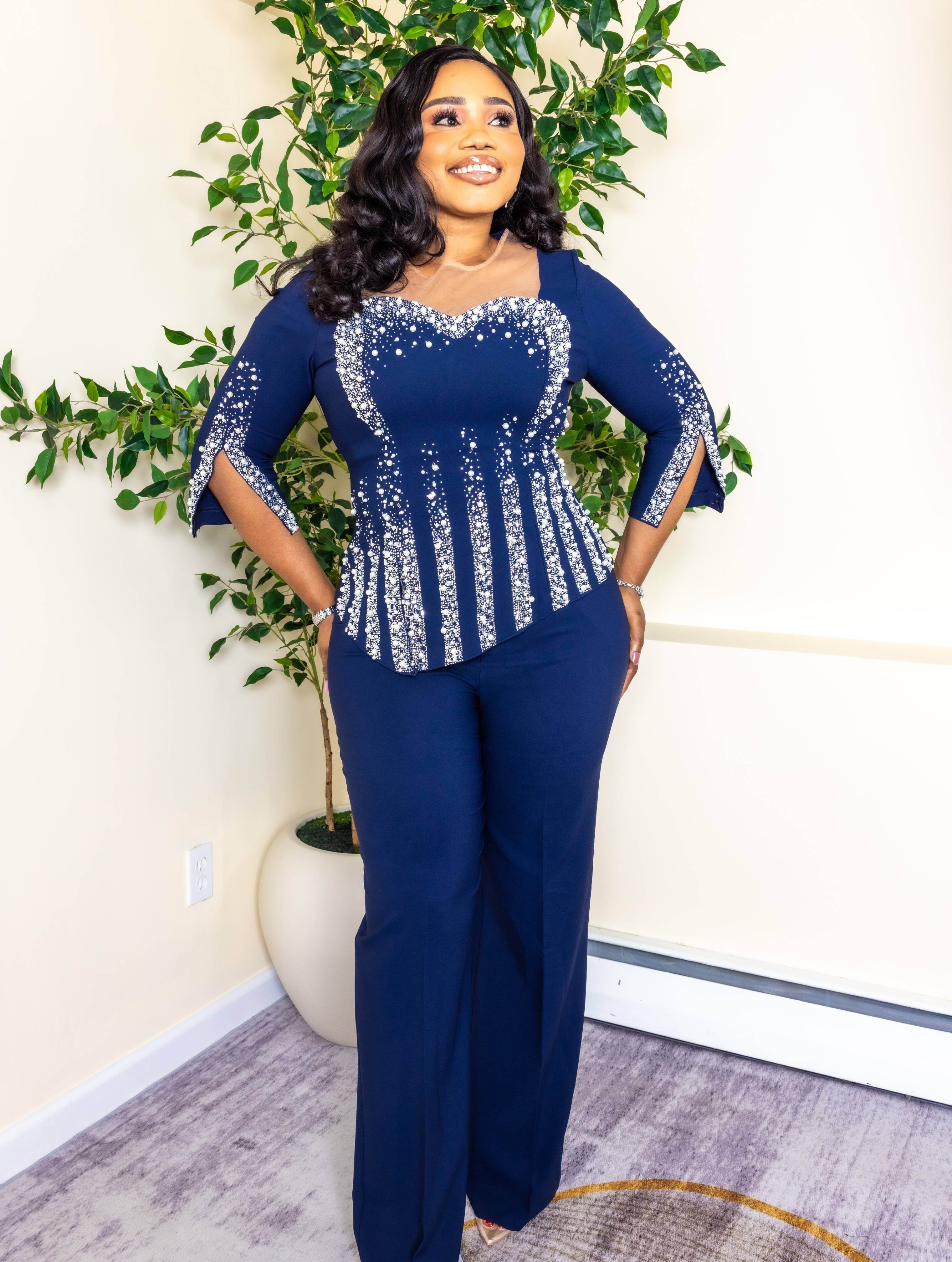 Quinn Crystal Set – Blouse & Pants