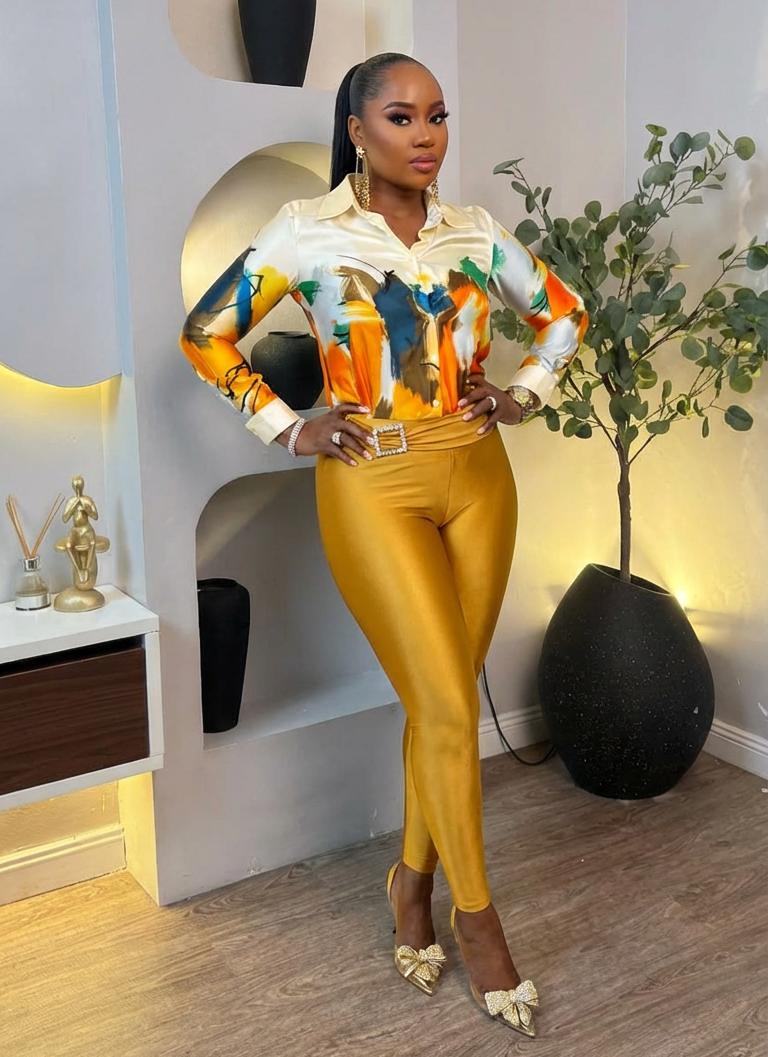 Satin Palette Top in a smooth, shiny fabric, featuring a stylish design perfect for casual or elegant wear by STERA FASHION BOUTIQUE.