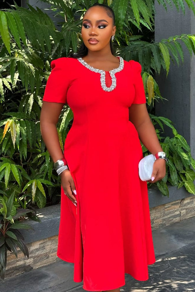 Scarlet Heirloom Red Dress - STERA FASHION 