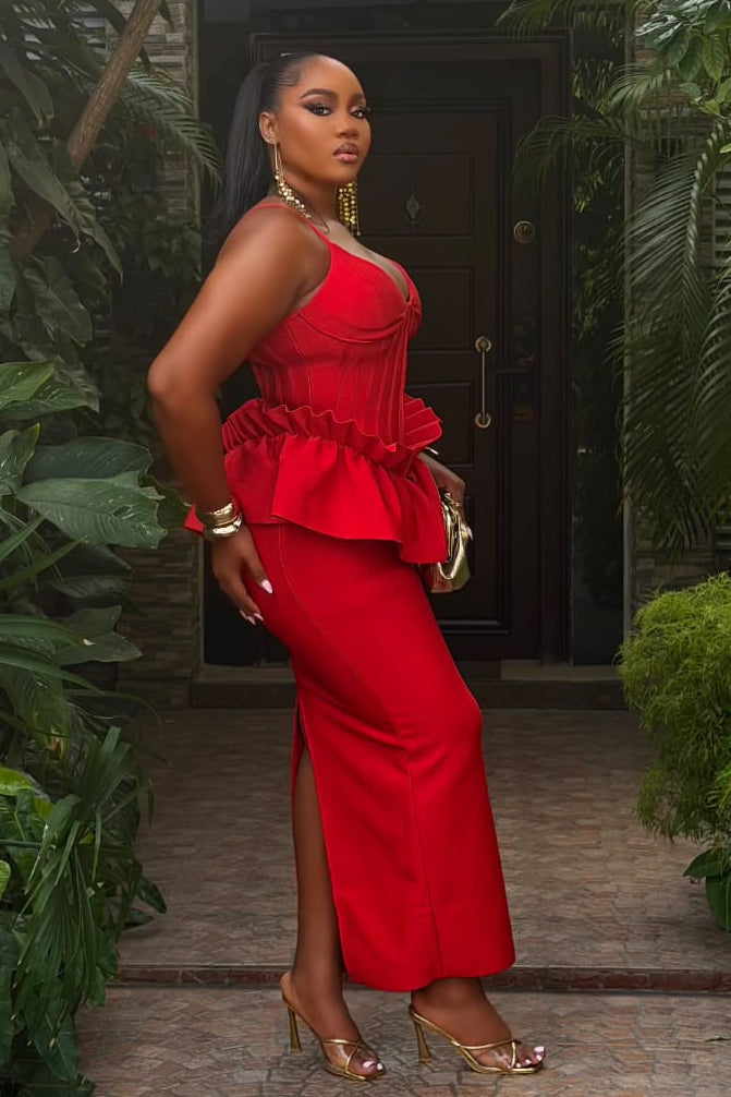 Vantelle Red Dress - STERA FASHION 