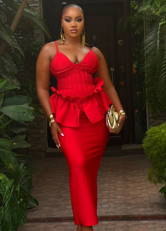 Vantelle Red Dress - STERA FASHION 