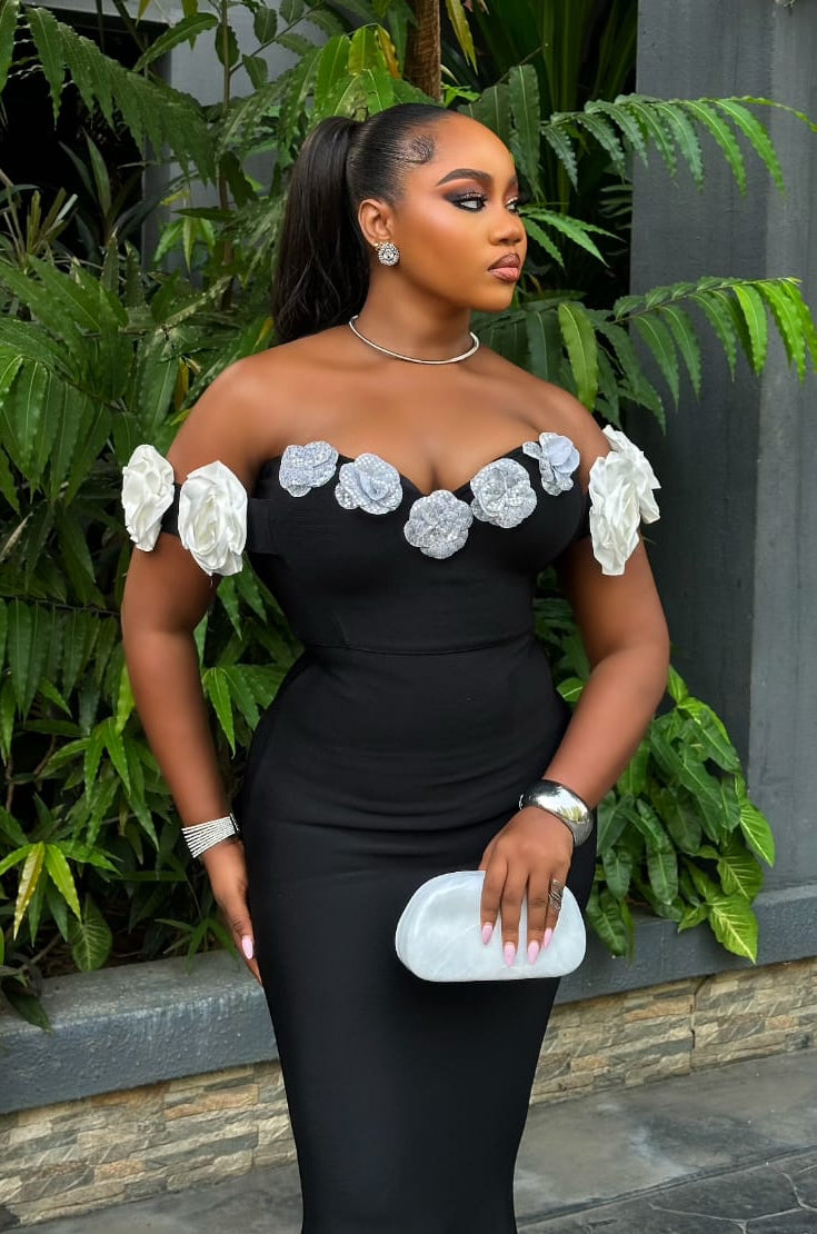 Midnight Bloom Dress - STERA FASHION 