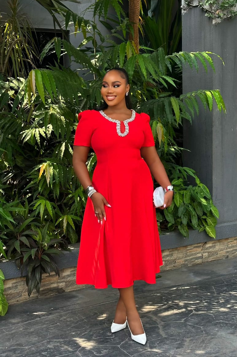 Scarlet Heirloom Red Dress - STERA FASHION 