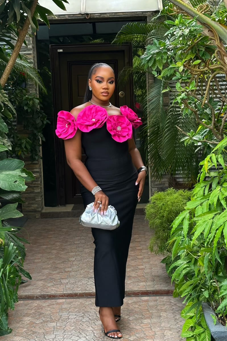 Floret Royale Dress (Pink) - STERA FASHION 