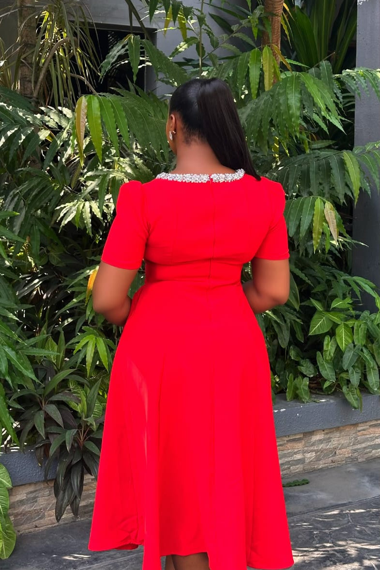 Scarlet Heirloom Red Dress - STERA FASHION 