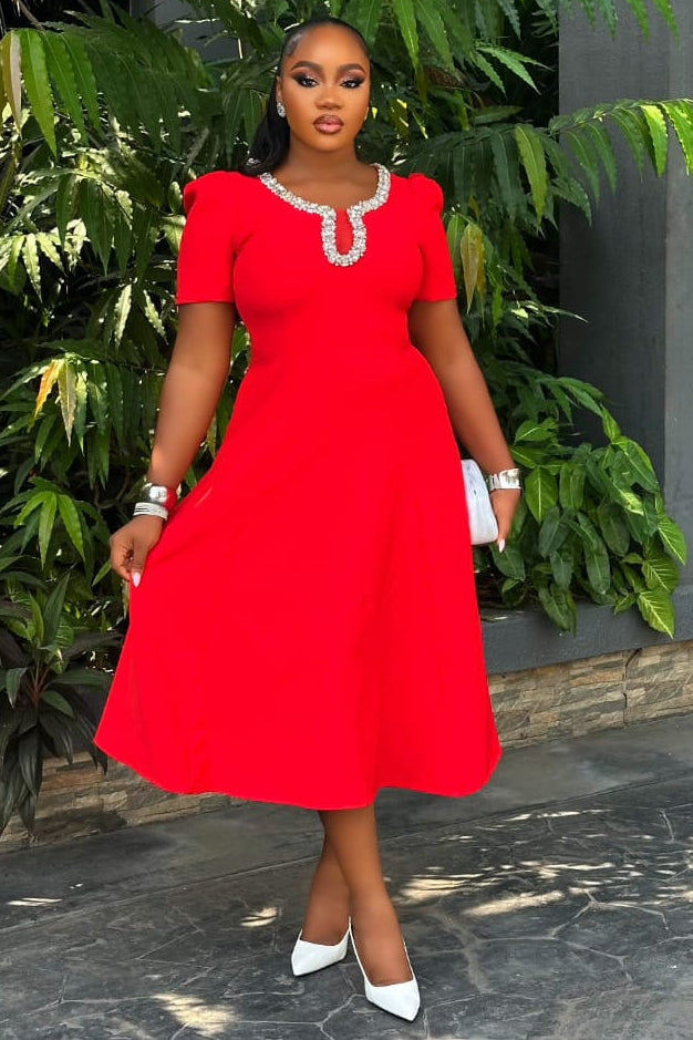 Scarlet Heirloom Red Dress - STERA FASHION 